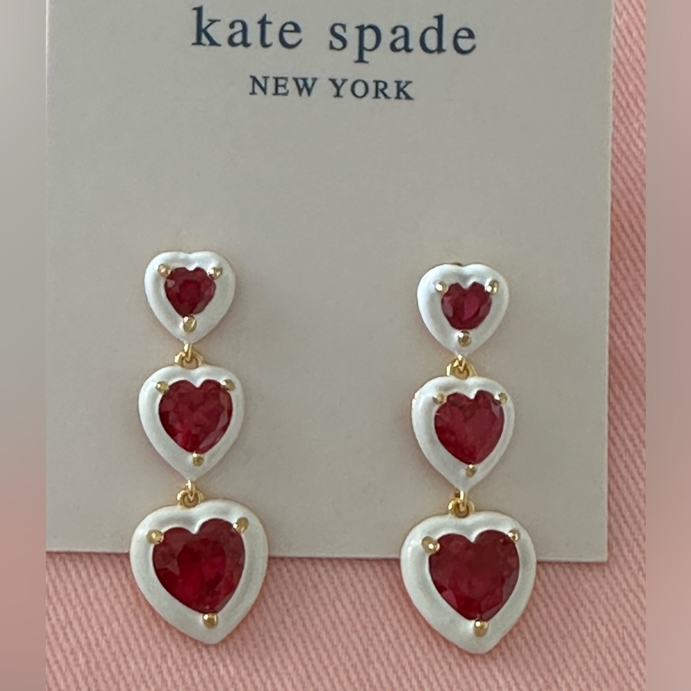 Kate spade double drop red hearts ❤️ earrings - Picture 7 of 7